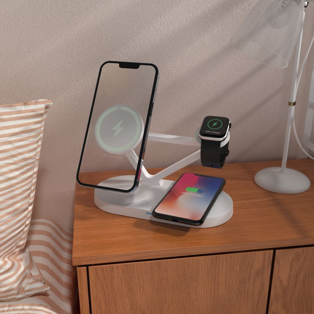 Ασύρματος Φορτιστής 3in1 Tech-Protect QI15W-A41 με MagSafe για Apple Συσκευές Λευκό | www.lightgear.gr