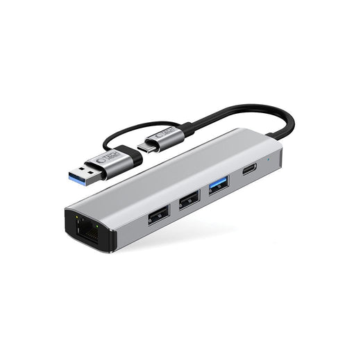 HUB Adapter Tech-Protect HB03 5in1 USB-C + USB2.0 + USB3.0 + RJ45 Γκρι | www.lightgear.gr
