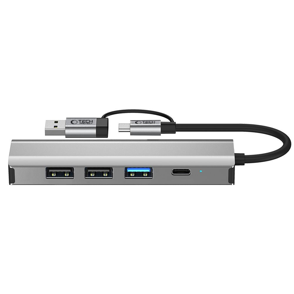 HUB Adapter Tech-Protect HB03 5in1 USB-C + USB2.0 + USB3.0 + RJ45 Γκρι | www.lightgear.gr