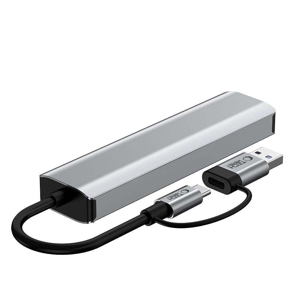HUB Adapter Tech-Protect HB03 5in1 USB-C + USB2.0 + USB3.0 + RJ45 Γκρι | www.lightgear.gr