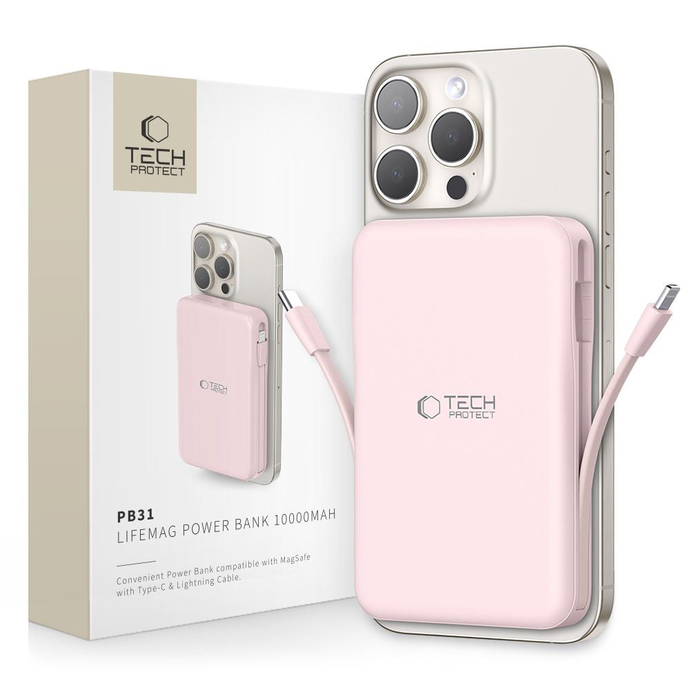 Powerbank Tech-Protect PB31 LifeMag MagSafe 10000mAh Ροζ | www.lightgear.gr