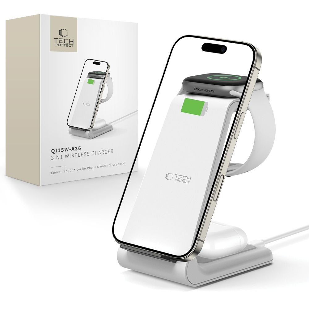Charging Station 3in1 Tech-Protect QI15W-A36 για Apple Λευκό | www.lightgear.gr