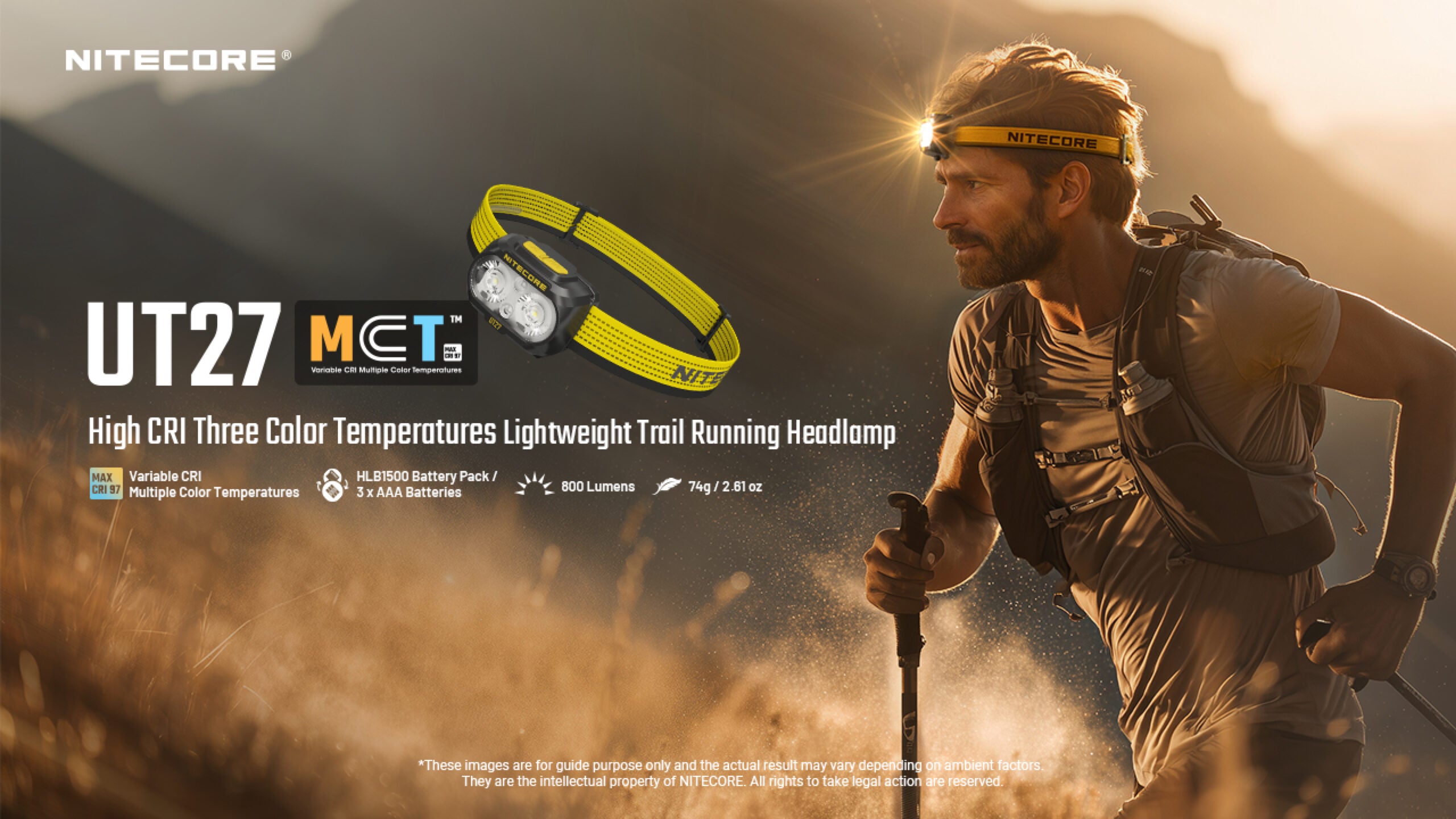 Φακός Led Nitecore Headlamp UT27 Pro MCT 800lumens + 2x Hbl1500lion Battery Black
