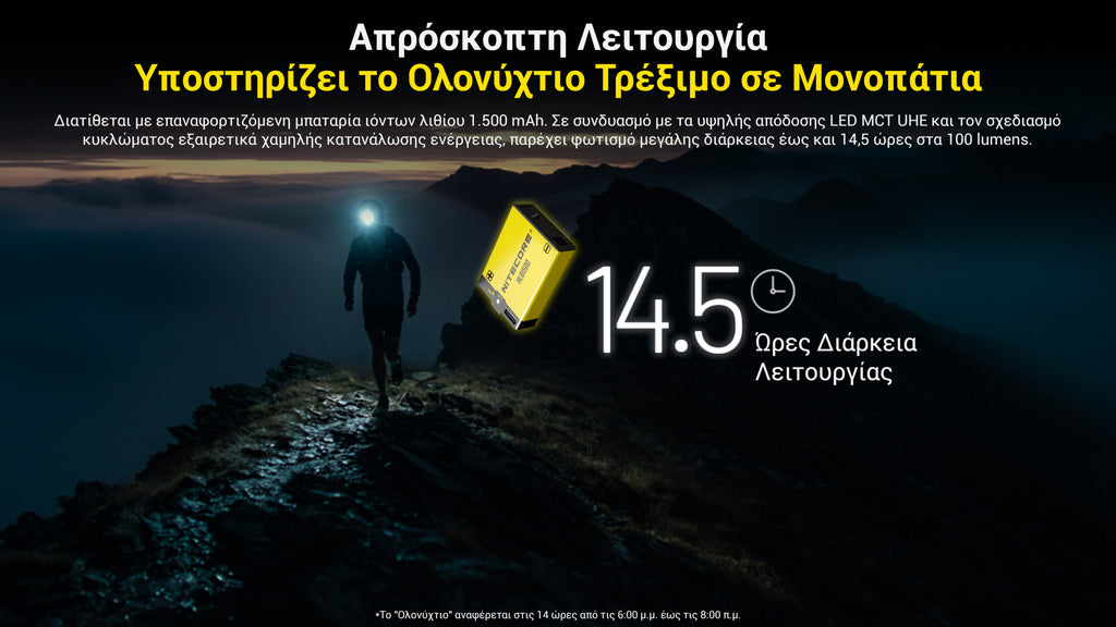 Φακός Led Nitecore Headlamp UT27 Pro MCT 800lumens + 2x Hbl1500lion Battery Black