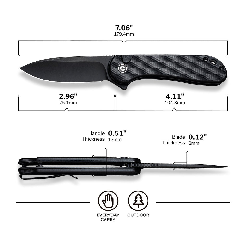 Σουγιάς CIVIVI Button Lock Elementum II G10 Black Nitro-V