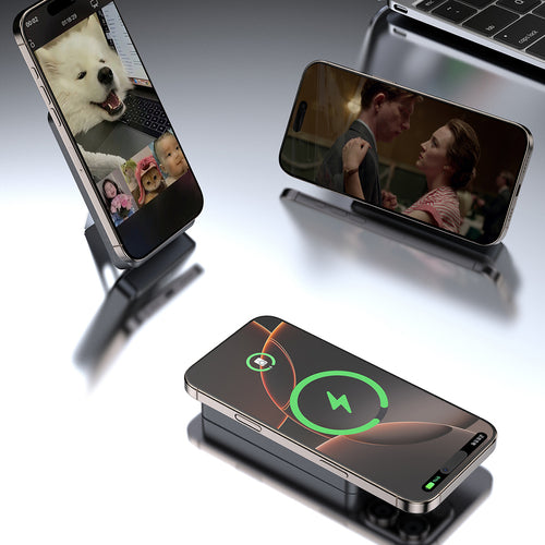 Dudao K29 Powerbank 10000mAh PD 20W MagSafe με Μεταλλική Κατασκευή, Βάση και Ενσωματωμένα Καλώδια - Γκρι