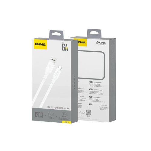 Dudao L2sT Καλώδιο USB-A σε USB-C 6A 1,2 m - Λευκό
