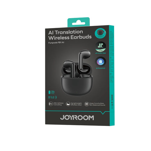 Joyroom JR-FB1 Funpods Bluetooth 6.0 Ασύρματα Ακουστικά TWS με Λειτουργίες AI - Μαύρο