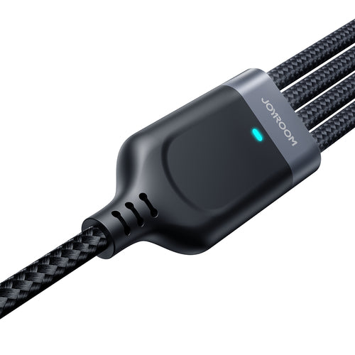 Joyroom S-A18 4in1 Καλώδιο USB-A σε USB-C / 2× Lightning / Micro USB 1,2 m - Μαύρο
