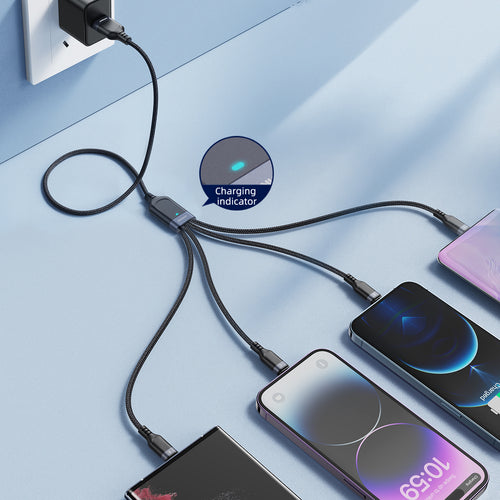 Joyroom S-A18 4in1 Καλώδιο USB-A σε USB-C / 2× Lightning / Micro USB 1,2 m - Μαύρο