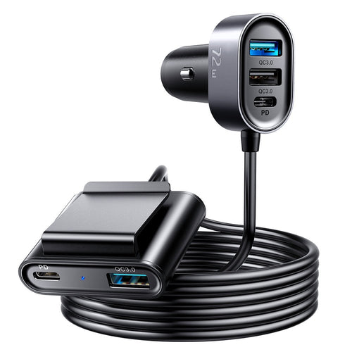 Φορτιστής Αυτοκινήτου Joyroom JR-CL05 2xPD + 2xQC3.0 72W με Καλώδιο 1.5m Μαύρος