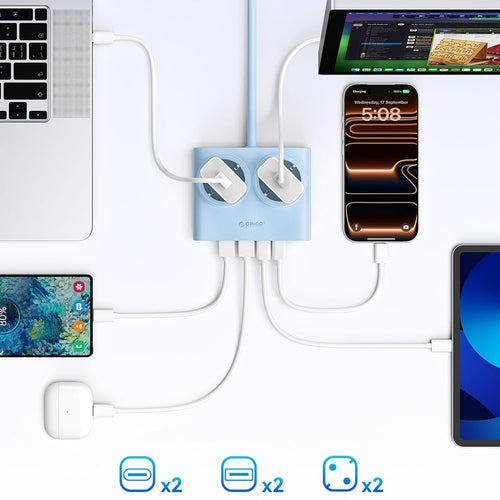 Orico PDC25 25W Πολύπριζο 6 θέσεων με 2x AC, 2x USB-A, 2x USB-C και GaN
