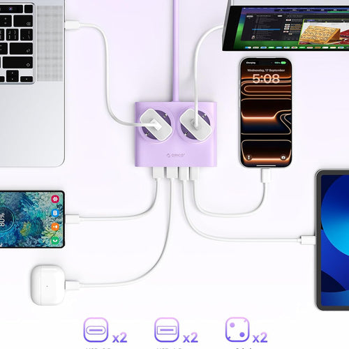 Orico PDC25 25W Πολύπριζο 6 θέσεων με 2x AC, 2x USB-A, 2x USB-C και GaN