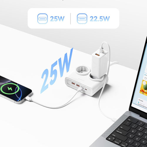 Orico PDC25 25W Πολύπριζο 6 θέσεων με 2x AC, 2x USB-A, 2x USB-C και GaN