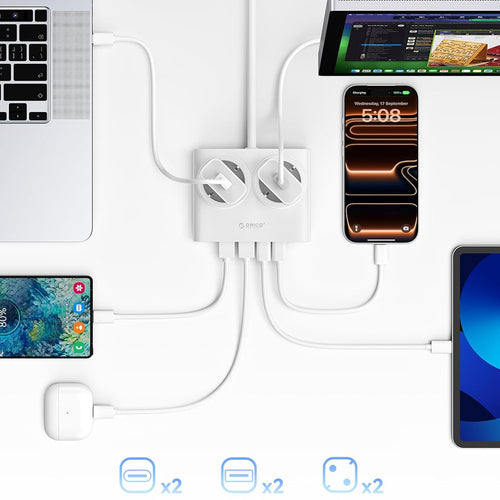 Orico PDC25 25W Πολύπριζο 6 θέσεων με 2x AC, 2x USB-A, 2x USB-C και GaN