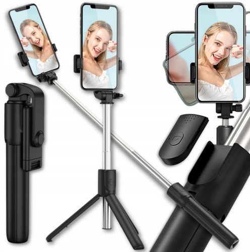 Selfie Stick Wozinsky WHS1Y Τηλεσκοπικό Tripod 100cm με Θήκη Τηλεφώνου και Bluetooth Τηλεχειριστήριο Μαύρο