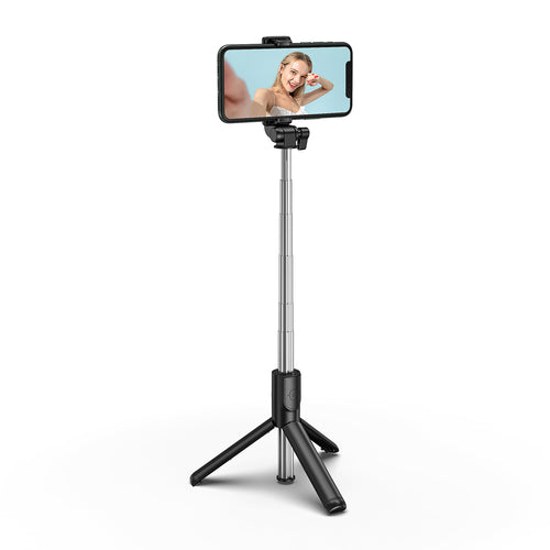 Selfie Stick Wozinsky WHS1Y Τηλεσκοπικό Tripod 100cm με Θήκη Τηλεφώνου και Bluetooth Τηλεχειριστήριο Μαύρο