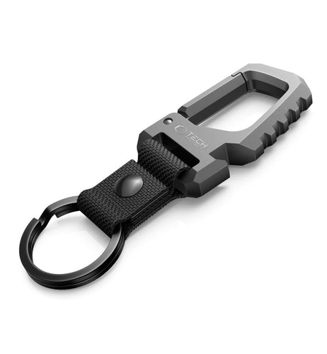 Tech-Protect Slidelock Μπρελόκ Αλουμινίου με Carabiner & Ανοιχτήρι – Μαύρο/Γκρι 1τεμ