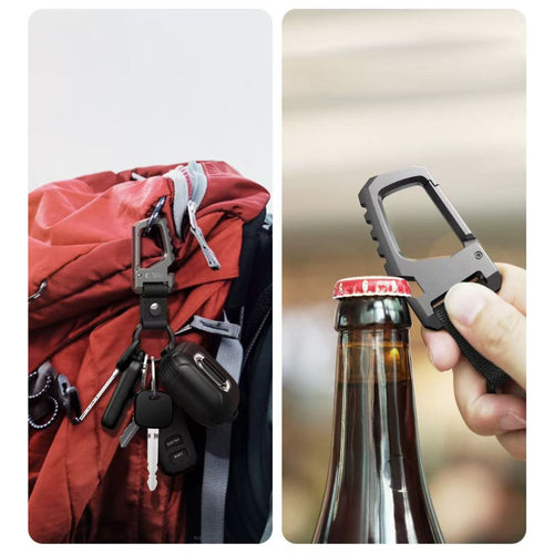 Tech-Protect Slidelock Μπρελόκ Αλουμινίου με Carabiner & Ανοιχτήρι – Μαύρο/Γκρι 1τεμ