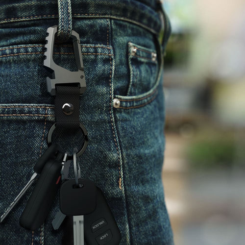 Tech-Protect Slidelock Μπρελόκ Αλουμινίου με Carabiner & Ανοιχτήρι – Μαύρο/Γκρι 1τεμ