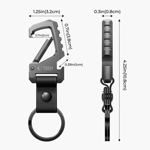 Tech-Protect Slidelock Μπρελόκ Αλουμινίου με Carabiner & Ανοιχτήρι – Μαύρο/Γκρι 1τεμ