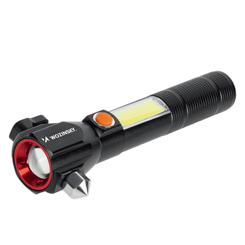 Φακός Χειρός Wozinsky WLR-31 500 lm με Θραύστη Τζαμιών και Κόφτη Ζώνης Ασφαλείας - Μαύρος